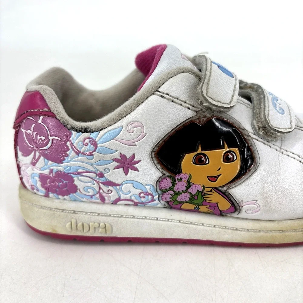 Y2K 2008 Nickelodeon Jr Dora The Explorer White Pink Tennis Shoes Size 11 Girls‎